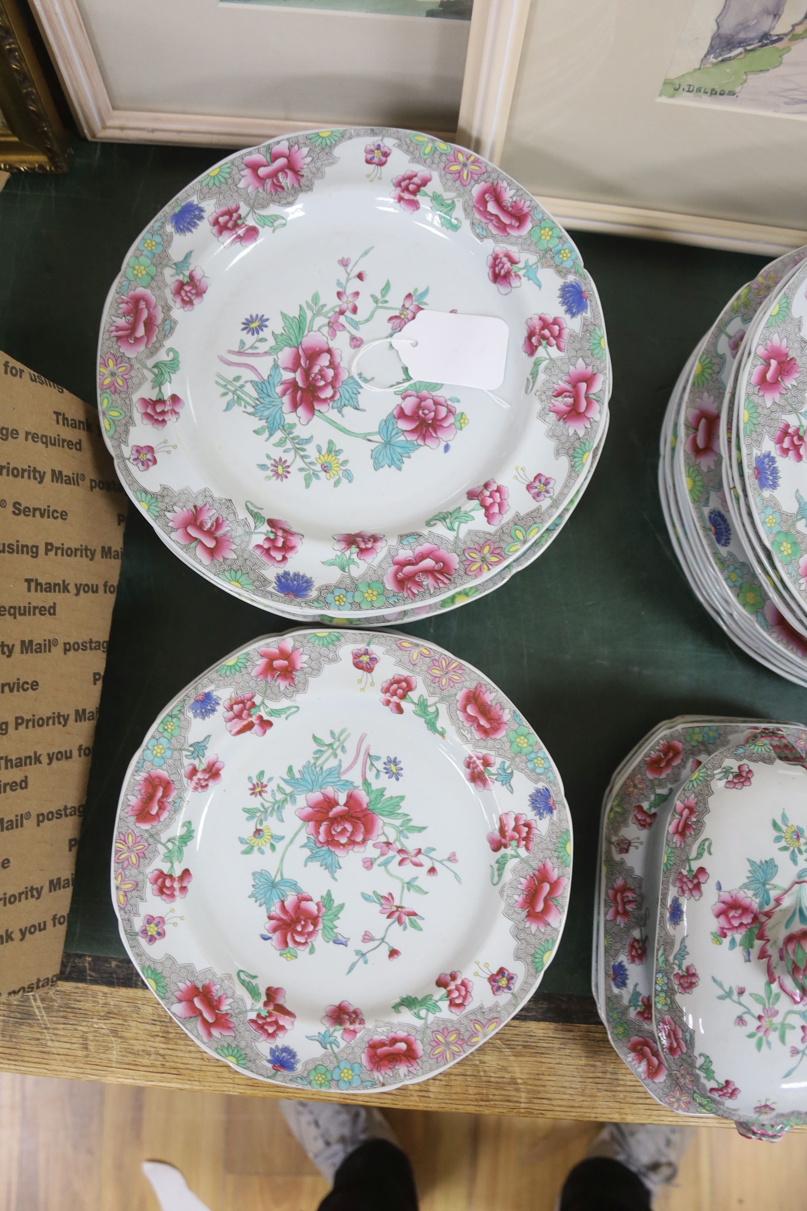 A Spode stone china floral-decorated part dinner service, c.1820